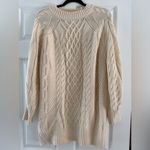 Oversized Cable Knit Cream Sweater